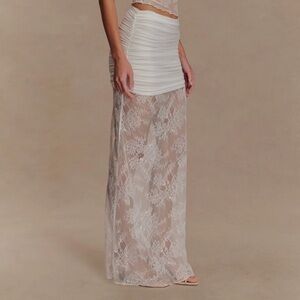 Meshki White Lace Maxi Skirt